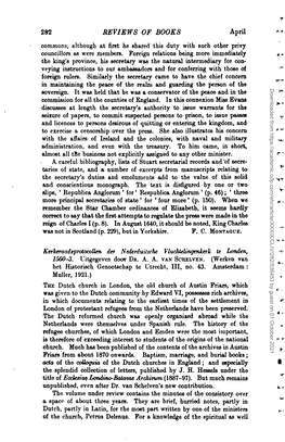 282 REVIEWS of BOOKS April Commons, Although at First He Shared This Duty with Such Other Privy Councillors As Were Members