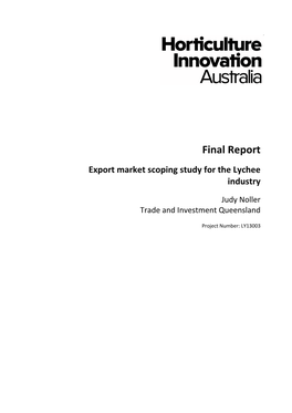 Final Report Export Market Scoping Study for The