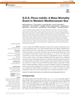 S.O.S. Pinna Nobilis: a Mass Mortality Event in Western Mediterranean Sea