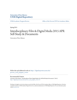 Interdisciplinary Film & Digital Media 2015 APR Self-Study & Documents