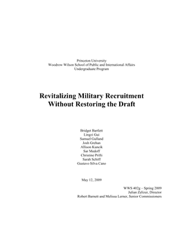 Revitalizing Military Recruitment Without Restoring the Draft