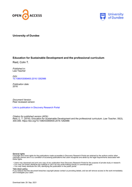 University of Dundee Education for Sustainable Development and The
