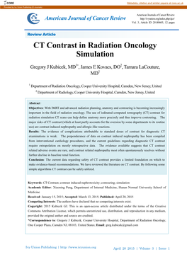 CT Contrast in Radiation Oncology Simulation