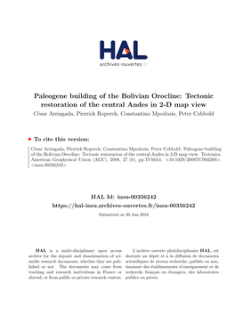 Paleogene Building of the Bolivian Orocline