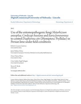 <I>Metarhizium Anisopliae, Cordyceps Bassiana</I>