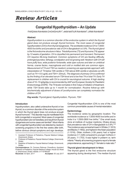 Review Articles Congenital Hypothyroidism