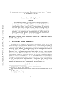 Arxiv:2105.07275V1 [Math.MG] 15 May 2021