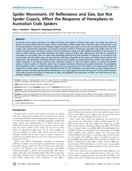 Spider Movement, UV Reflectance and Size, but Not Spider Crypsis, Affect the Response of Honeybees to Australian Crab Spiders