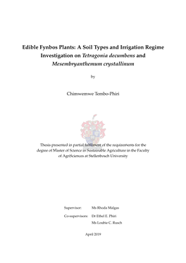 Edible Fynbos Plants: a Soil Types and Irrigation Regime Investigation on Tetragonia Decumbens and Mesembryanthemum Crystallinum