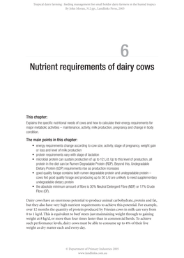 Nutrient Requirements of Dairy Cows