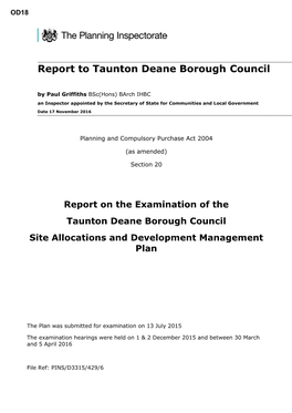 Taunton Deane Site Allocations DPD Planning Inspector's Report