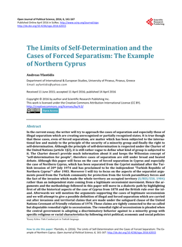 The Limits of Self-Determination and the Cases of Forced Separatism: the Example of Northern Cyprus