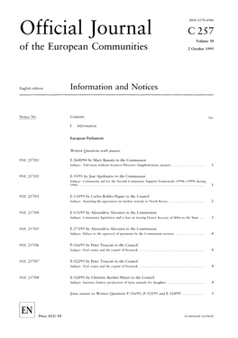 Official Journal C 257 Volume 38 of the European Communities 2 October 1995