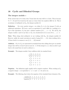 16 Cyclic and Dihedral Groups