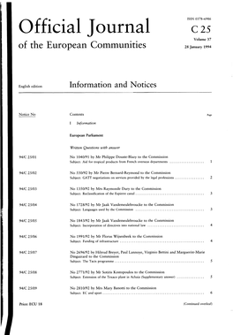 Official Journal C 25 Volume 37 of the European Communities 28 January 1994