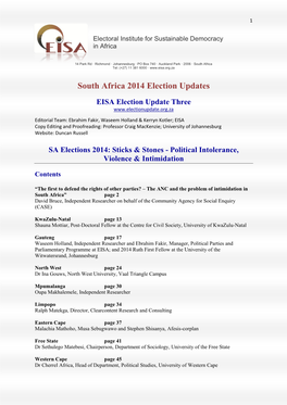 South Africa 2014 Election Updates