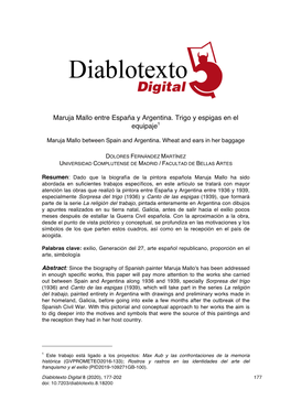 Maruja Mallo Entre España Y Argentina. Trigo Y Espigas En El Equipaje1