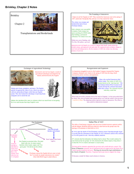 Brinkley, Chapter 2 Notes 1