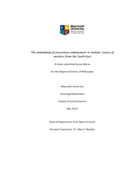 The Embedding of Precarious Employment in Ireland: Stories of Workers from the South-East