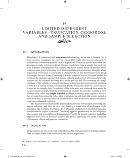 Limited Dependent Variables—Truncation, Censoring, and Sample Selection