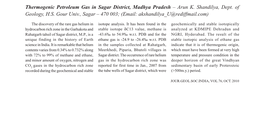 Thermogenic Petroleum Gas in Sagar District, Madhya Pradesh – Arun K