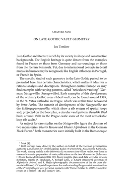 ON LATE GOTHIC VAULT GEOMETRY Jos Tomlow Late