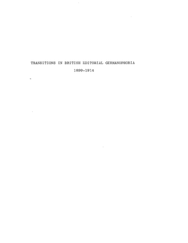 Transitions in British Editorial Germanophobia 1899-1914: a Case Study of J