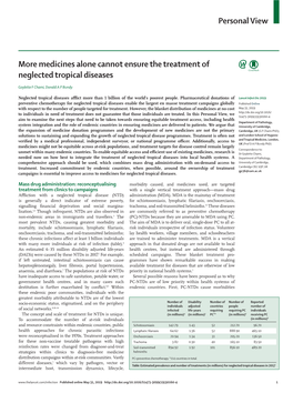 Medicines Alone Cannot Ensure the Treatment of Neglected Tropical Diseases