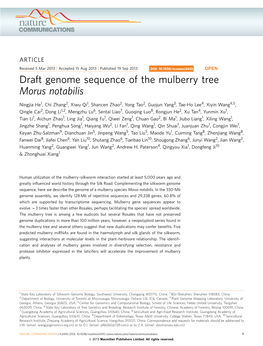 Draft Genome Sequence of the Mulberry Tree Morus Notabilis