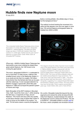 Hubble Finds New Neptune Moon 15 July 2013