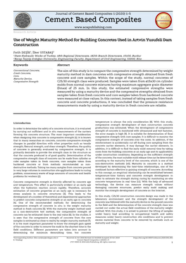 Use of Weight Maturity Method for Building Concretes Used in Artvin Yusufeli Dam Construction