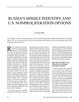 Npr 5.3: Russia's Missile Industry and U.S