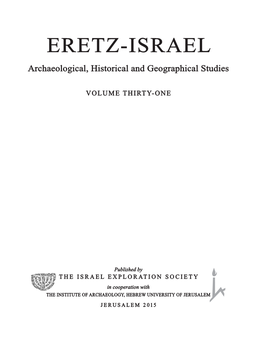 ERETZ-ISRAEL Archaeological, Historical and Geographical Studies