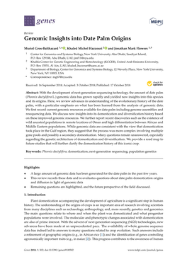 Genomic Insights Into Date Palm Origins