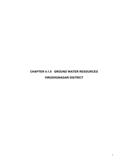 Chapter 4.1.9 Ground Water Resources Virudhunagar