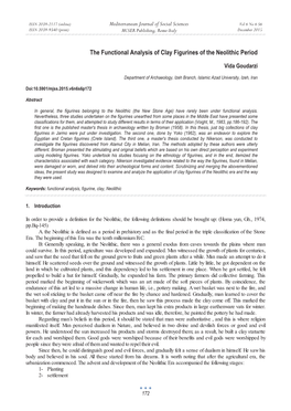 The Functional Analysis of Clay Figurines of the Neolithic Period