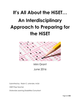 It's All About the Hiset… an Interdisciplinary Approach To