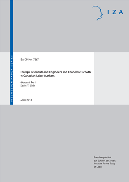 Foreign Scientists and Engineers and Economic Growth in Canadian Labor Markets