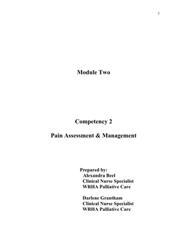 Module Two Competency 2 Pain Assessment & Management