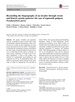 Reconciling the Biogeography of an Invader Through Recent and Historic Genetic Patterns: the Case of Topmouth Gudgeon Pseudorasbora Parva