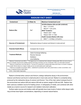 Radium Fact Sheet