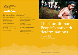 The Gunditjmara People's Native Title Determinations