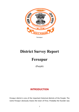 District Survey Report Ferozpur
