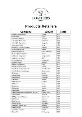 Products Retailers