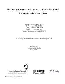 Postpartum Depression: Literature Review of Risk Factors and Interventions