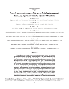 Tectonic Geomorphology and the Record of Quaternary Plate Boundary Deformation in the Olympic Mountains