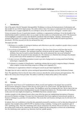 Overview of Iot Semantics Landscape