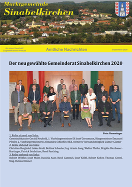 Der Neu Gewählte Gemeinderat Sinabelkirchen 2020