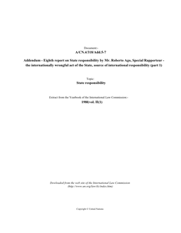 Addendum - Eighth Report on State Responsibility by Mr