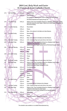 2018 Lent, Holy Week and Easter St. Francis of Assisi Catholic Church